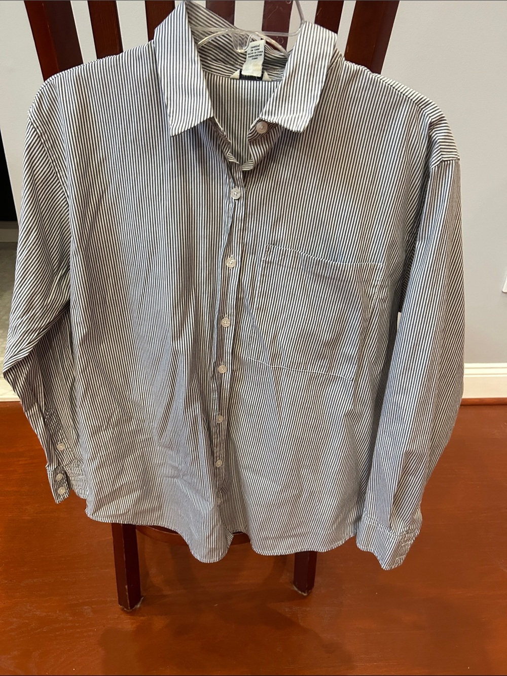 Forever 21 Navy and White Striped Button-Down Shirt